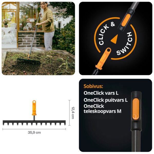 Fiskars peenrareha OneClick (14 piid) laius 36cm