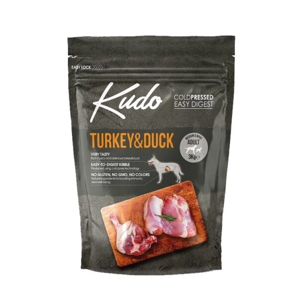 Kudo külmpressitud kuivtoit koerale Turkey & Duck 3kg