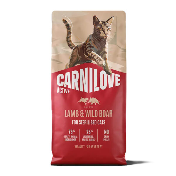 Carnilove kuivtoit kassile Active Lamb & Wild Boar Adult Sterilised 2kg