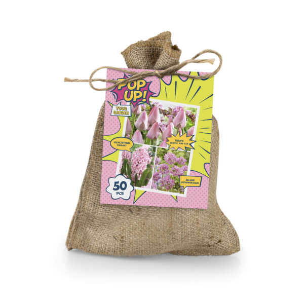 Lillesibulate kinkekott Pop Up! roosad toonid 50tk