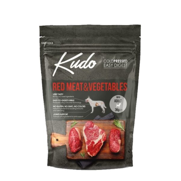 Kudo külmpressitud kuivtoit väikesele koerale Red Meat & Vegetables 3kg