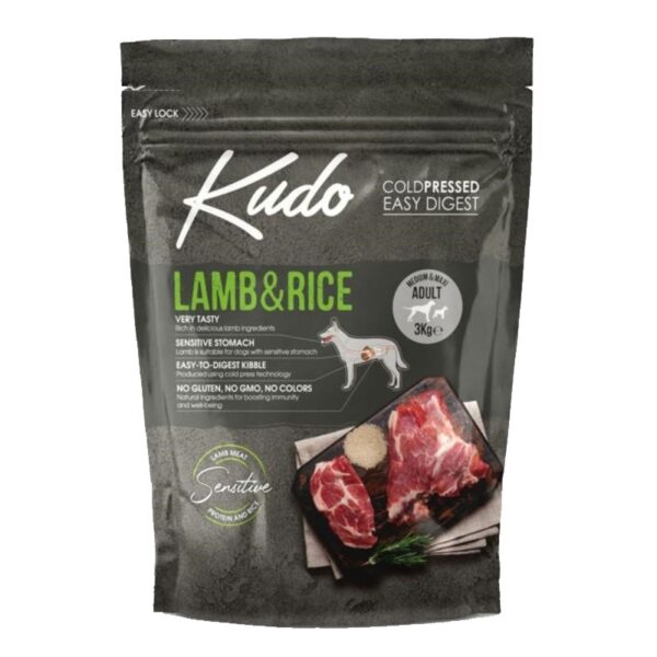 Kudo külmpressitud kuivtoit koerale Lamb & Rice 3kg
