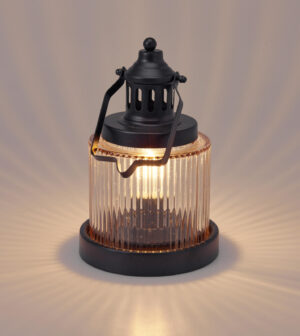 LED-latern merevaiguklaasiga must 22 cm