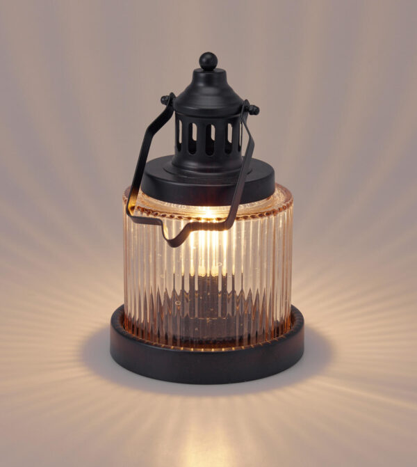 LED-latern merevaiguklaasiga must 22 cm