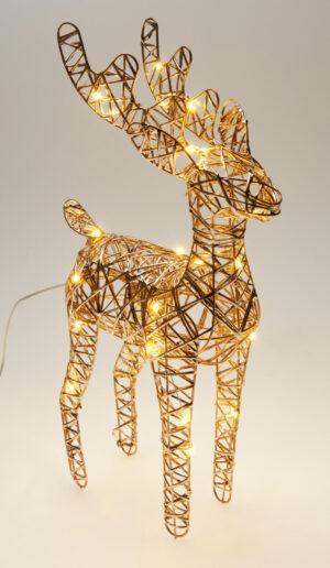 LED-valgustusega Põhjapõder šampanjakuldne 37 cm