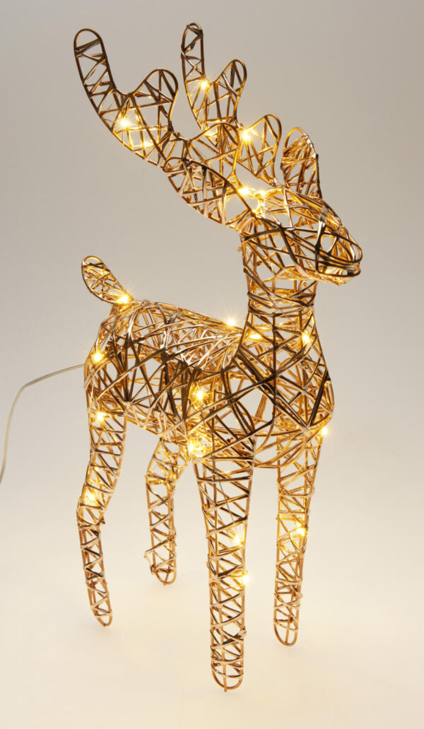 LED-valgustusega Põhjapõder šampanjakuldne 37 cm