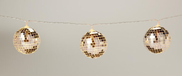 Peegelkuulidega LED-valguskett hõbedane 10 LED, 165 cm