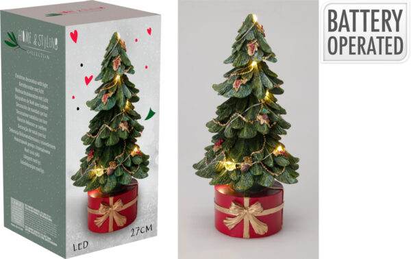 LED-valgustusega dekoratiivne jõulukuusk 27,5 cm, 10 LED