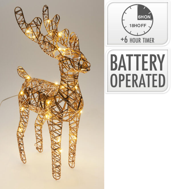 LED-valgustusega Põhjapõder šampanjakuldne 37 cm