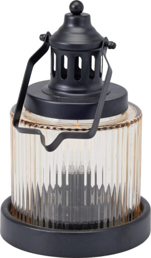 LED-latern merevaiguklaasiga must 22 cm