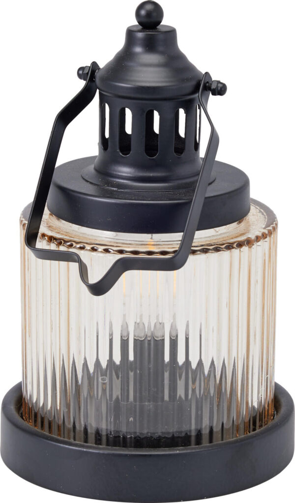 LED-latern merevaiguklaasiga must 22 cm