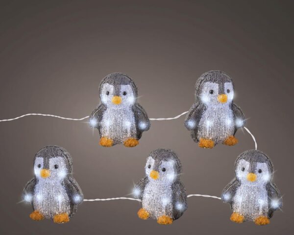 Valguskett Pingviinid külm valge 50LED 2m