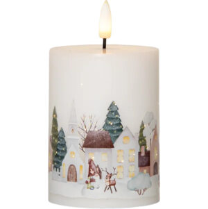 LED-küünal Flamme Winterland jõulumotiiviga Ø7,5x h13,5cm