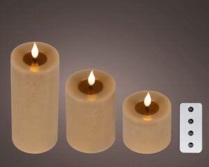 LED-küünalde komplekt leegiefektiga pruun 3tk