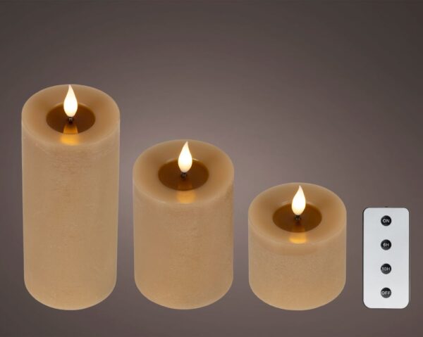 LED-küünalde komplekt leegiefektiga pruun 3tk