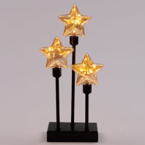 LED-valgustusega klaasist jõulutähed alusel 3tk 14,5x7x32 cm