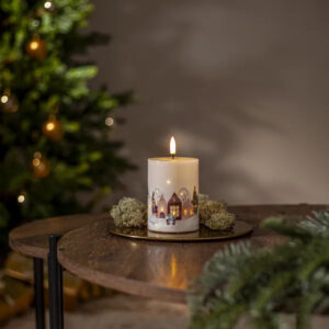 LED-küünal Flamme Winterland jõulumotiiviga Ø7,5x h13,5cm