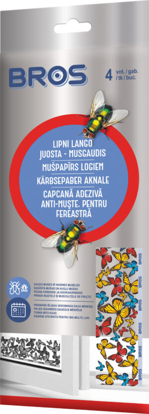 Bros kärbsepaber aknale lillemustriga 4tk