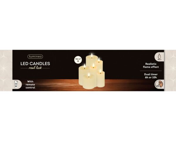 LED küünalde komplekt leegiefektiga beež 6tk/komplektis