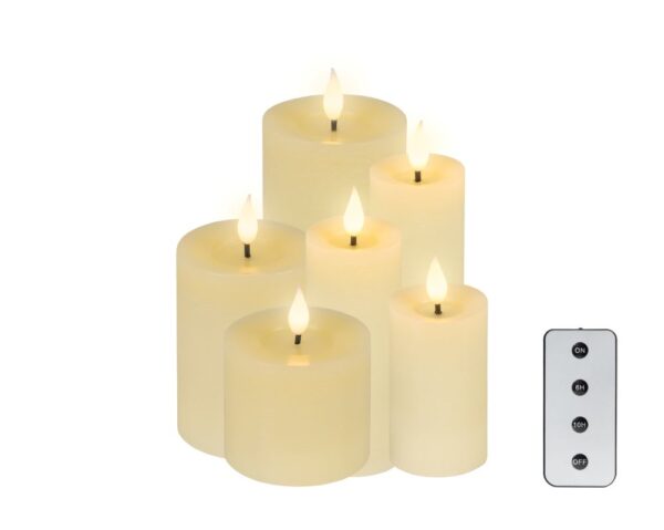 LED küünalde komplekt leegiefektiga beež 6tk/komplektis