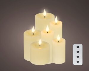 LED küünalde komplekt leegiefektiga beež 6tk/komplektis