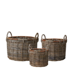 Punutud korv sangadega Alexia M Ø40x h32cm pruun