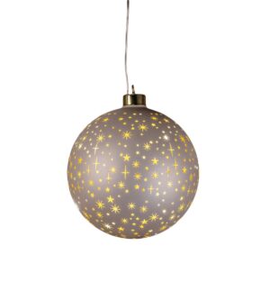 LED-valgustusega klaasist jõulukuul tähtedega šampanja 12 LED Ø15 cm