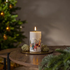 LED-küünal Flamme Winterland jõulumotiiviga Ø7,5x h16cm