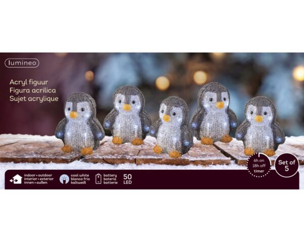 Valguskett Pingviinid külm valge 50LED 2m