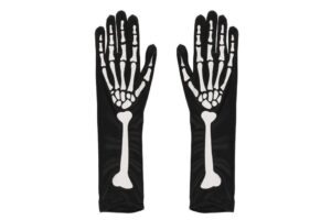 Skeletonimustriga kindad