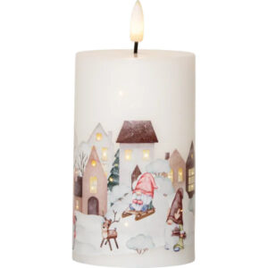 LED-küünal Flamme Winterland jõulumotiiviga Ø7,5x h16cm