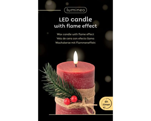 LED-küünal oksa ja punaste marjadega punane 13cm
