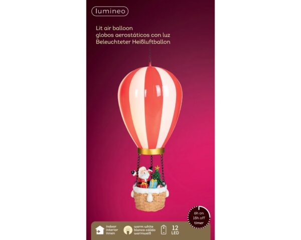 LED-valgustusega jõuludekoratsioon kuumaõhupall 27,5cm, erinevad 1tk