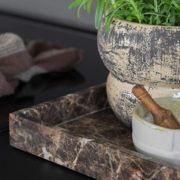 Dekoratiivne kandik Marble pruun 30x40x h4cm