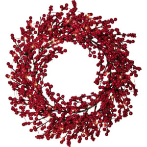 Jõulupärg Rosso punaste marjadega 50 LED Ø40cm