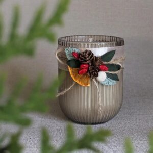 Käsitööküünal klaasis Kaunist jõuluaega! 35h Ø7,3cm