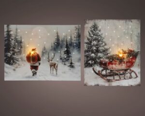 LED-valgustusega seinapilt jõulumotiiviga 38×28cm, erinevad 1tk