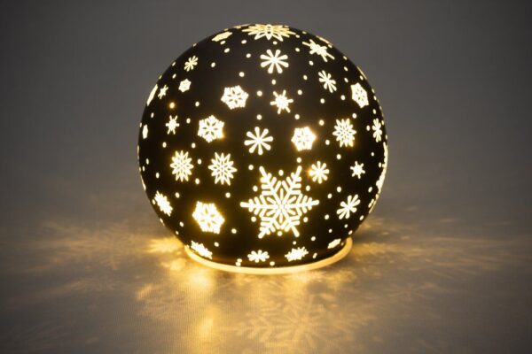 3D LED-valgustusega dekoratiivne klaaskuul must-valge Ø12cm