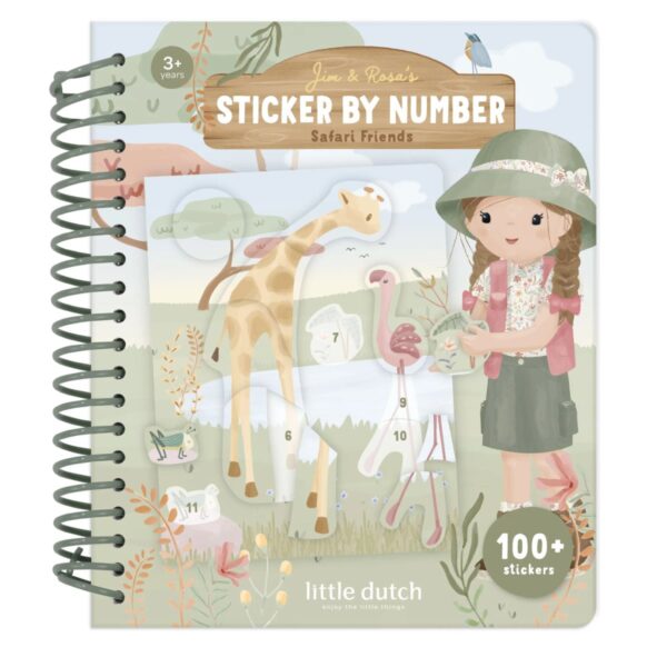 Little Dutch numbrikleebiste vihik Safari Friends Rosa