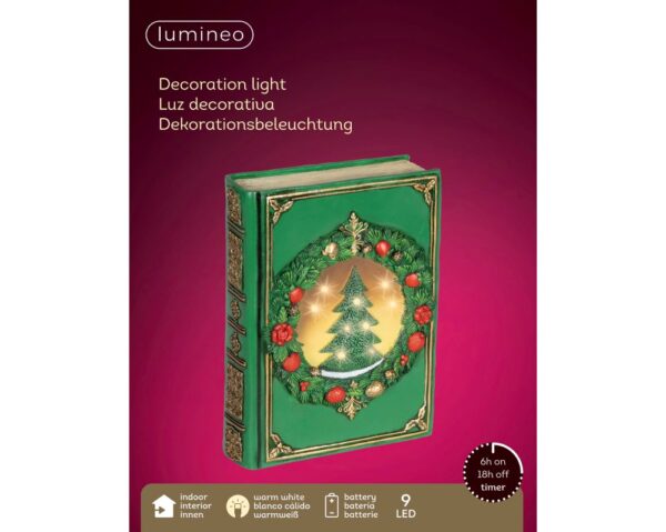LED-valgustusega dekoratiivraamat roheline 22 cm