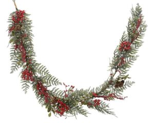 Jõuluvanik marjade ja käbidega roheline-punane 180 cm