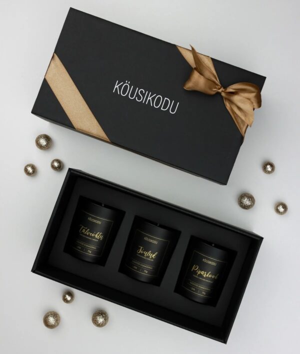Lõhnaküünalde kinkekomplekt Jõulud must 3 x 70g