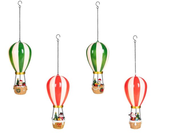 LED-valgustusega jõuludekoratsioon kuumaõhupall 27,5cm, erinevad 1tk