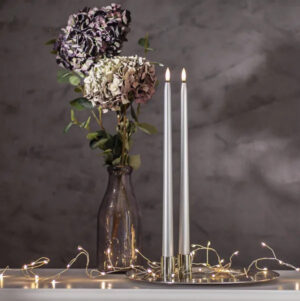LED-küünlad Flamme Metal hõbe 39cm 2tk