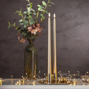 LED-küünlad Flamme Metal kuldne 39cm 2tk