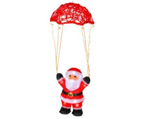 LED-valgustusega langevarjuga jõuluvana punane 47 cm