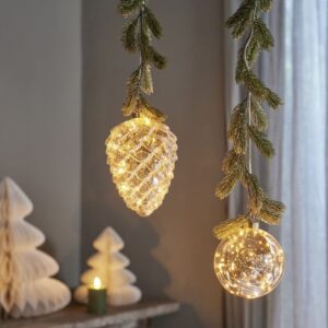 LED-valgustusega klaaskuul merevaigukollane Ø14cm