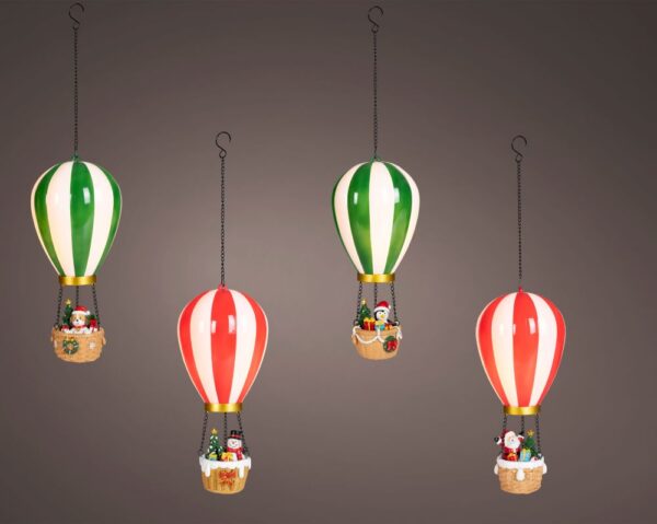 LED-valgustusega jõuludekoratsioon kuumaõhupall 27,5cm, erinevad 1tk