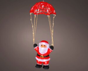 LED-valgustusega langevarjuga jõuluvana punane 47 cm