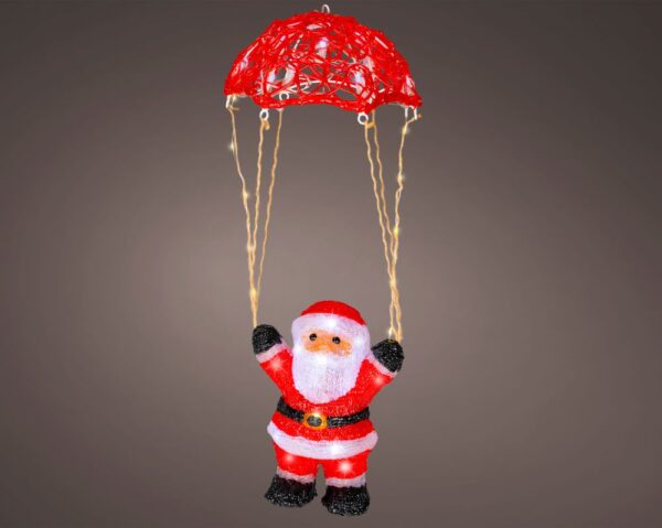 LED-valgustusega langevarjuga jõuluvana punane 47 cm